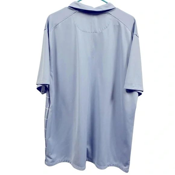 Nike Dri Fit Light Blue and White Embroidered Swoosh Logo Polo Shirt Mens XXL - Picture 2 of 6